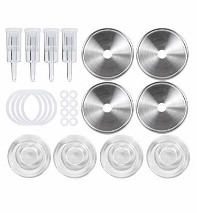 Picture of Jillmo Easy Fermentation Kit for Wide Mouth Mason Jars - 4 Airlocks, 4 Glass Weights, 6 Silicone Grommets, 4 Stainless Steel Fermenting Lids with Gaskets (Jars Not Included)