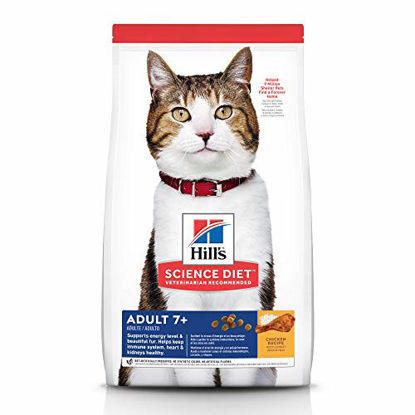 Picture of Hill's Science Diet Dry Cat Food, Adult 7+ for Senior Cats, Chicken Recipe, 4 lb Bag
