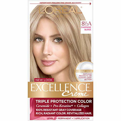 Picture of L'Oreal Paris Excellence Creme Permanent Hair Color, 8.5A Champagne Blonde, 100 percent Gray Coverage Hair Dye, Pack of 1