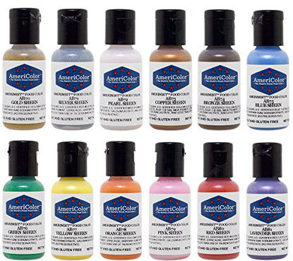 Picture of Americolor 12 Color SHEEN - PEARLESCENT Airbrush Color Kit 7.8 oz. Ounce (0.65 Oz each bottle)
