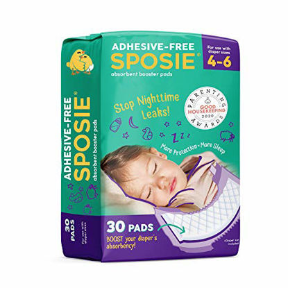 Picture of Sposie Booster Pads Diaper Doublers, 30 Pads - for Overnight Diaper Leaks, No Adhesive for Easy repositioning, Fits Diaper Sizes 4-6