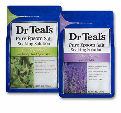 Picture of Dr Teal's Epsom Salt Bath Soaking Solution, Eucalyptus and Lavender, 2 Count, 3lb Bags - 6lbs Total