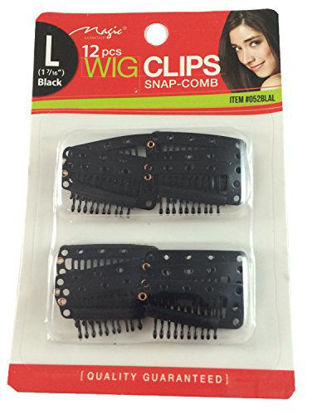 Picture of Magic 12pc Wig Clips Snap-Comb #052 (Large, Black)