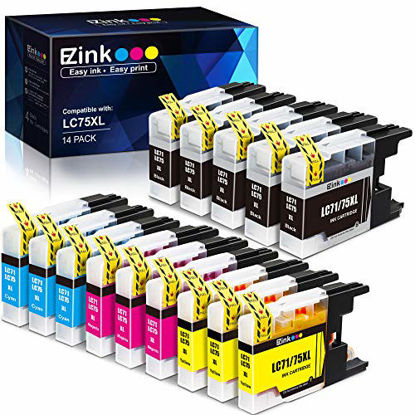 Picture of E-Z Ink (TM) Compatible Ink Cartridge Replacement for Brother LC75 LC71 LC79 XL High Yield To Use With MFC-J6510DW MFC-J6710DW MFC-J6910DW MFC-J280W MFC-J425W (5 Black, 3 Cyan, 3 Magenta, 3 Yellow)14 Pack