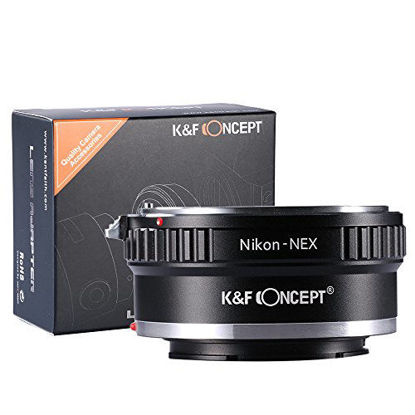 Picture of K&F Concept Lens Mount Adapter for Nikon AI Lens to Sony NEX E-Mount Camera, fits Sony NEX-3 NEX-3C NEX-3N NEX-5 NEX-5C NEX-5N NEX-5R NEX-5T NEX-6 NEX-7 NEX-F3 NEX-VG10 VG20
