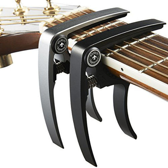 Picture of Nordic Essentials Aluminum Metal Universal Guitar Capo, 1.2 oz (2 Pack) - Black and Silver