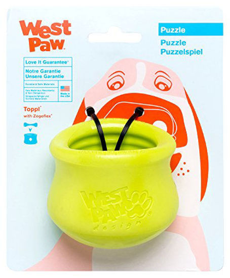 Picture of West Paw Zogoflex Toppl Treat Dispensing Dog Toy Puzzle - Interactive Chew Toys for Dogs - Dog Toy for Moderate Chewers, Fetch, Catch - Holds Kibble, Treats, Small, Granny Smith