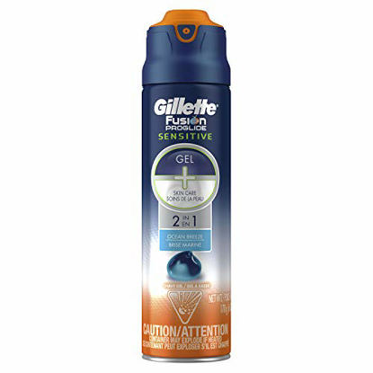 Picture of Gillette Fusion ProGlide Sensitive 2 in 1 Shave Gel, Ocean Breeze Ocean Breeze 6 Ounce