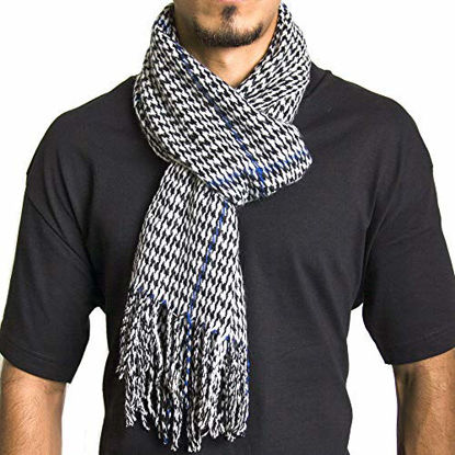Picture of Alpine Swiss Mens Plaid Scarf Soft Winter Scarves Unisex,Blue Houndstooth,One Size