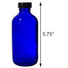 Picture of 8 oz Cobalt Blue Glass Boston Round Bottle with Black Phenolic Cone Lined Caps (2 Pack)