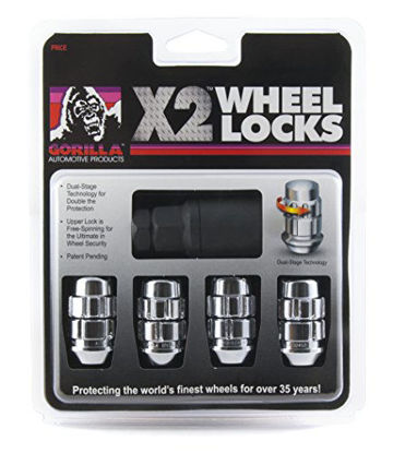 Picture of Gorilla Automotive (71681X) 1/2" Thread Size Acorn Chrome X2 Wheel Lock, (Pack of 4)