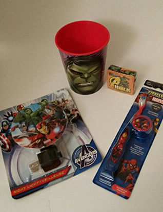 Picture of 4 Piece Avengers bath bundle- Avengers nightlight, Avengers Toothbrush, Avengers Cup & Avengers- Hulk washcloth
