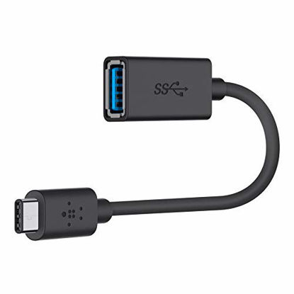 Picture of Belkin F2CU036btBLK USB-If Certified 3.0 USB Type C (USB-C) to USB A Adapter, Compatible with USB-C Devices Including New MacBook and Chromebook Pixel