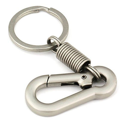 Picture of Maycom Retro Style Simple Strong Carabiner Shape Keychain Key Chain Ring Keyring Keyfob Key Holder (Matte Silver)