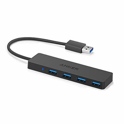 Picture of Anker 4-Port USB 3.0 Ultra Slim Data Hub for Macbook, Mac Pro/mini, iMac, Surface Pro, XPS, Notebook PC, USB Flash Drives, Mobile HDD, and More