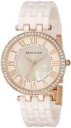 Picture of Anne Klein Women's AK/2130RGLP Swarovski Crystal-Accented Rose Gold-Tone and Light Pink Ceramic Bracelet Watch