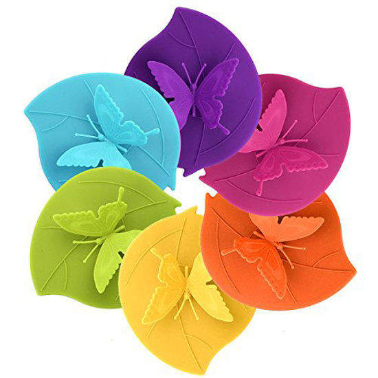Picture of Silicone Cup Lids - Creative Butterfly Mug Cover From ME.FAN - Anti-dust Airtight Seal Silicone Drink Cup Lids - Hot Cup Lids 6 Set In Bright Colors
