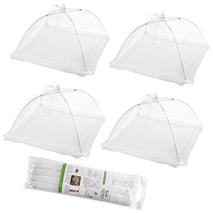 Picture of XONOR (Set of 4) Large Pop-Up Mesh Screen Food Cover Tents - Keep Out Flies, Bugs, Mosquitos - Reusable