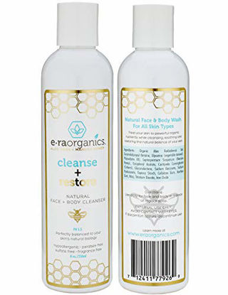 Picture of Era Organics Moisturizing Face Wash For Sensitive Skin - Gentle Sulfate Free Facial Cleanser and Body Wash with Organic Aloe Vera & Soothing Manuka Honey for Dry, Oily, Cracked, Damaged, Itchy Skin