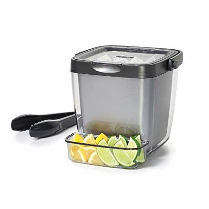 Picture of OXO Good Grips Double Wall Ice Bucket with Tongs and Garnish Tray,Gray