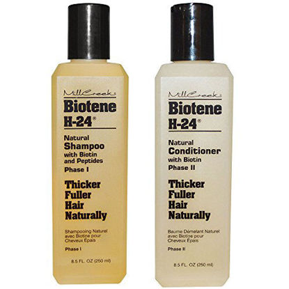 Picture of Mill Creek Botanicals Biotene H-24 Biotin and Keratin Shampoo and Condtiioner Bundle For Thinning Hair, Hair Loss and Receding Hair Line With Aloe Vera, Sage, Panthenol and Vitamin E, 8.5 oz. each