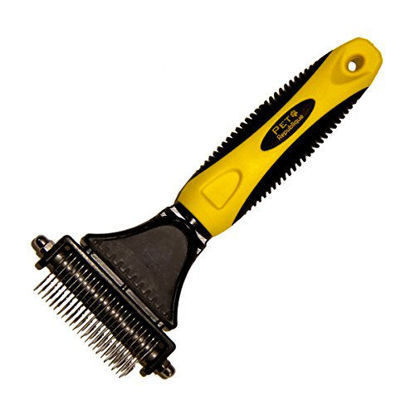 Picture of Pet Republique Professional Dematting Comb Rake Dual Sided Mat Brush Splitter - for Dogs, Cats, Rabbits, Any Long Haired Breed Pets (Regular 12+23 Teeth)