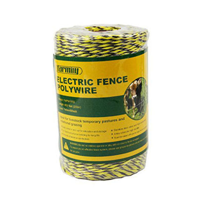 Picture of Farmily Portable Electric Fence Polywire, 656 Feet 200 Meter, 6 Conductors, Yellow and Black Color, Easy to Install Repair Splice and Rewind