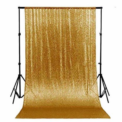 Picture of ShinyBeauty Sequin Backdrop 4FTx6FT-Gold Backdrop Photography and Photo Booth Backdrop for Wedding/Party/Photography/Curtain/Birthday/Christmas/Prom/Other Event Decor - 4FTx6FT(48inx72in) (Gold)