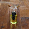Picture of TWINE 2-in-1 oil & vinegar dispenser cruet bottle with cork stoppers, hand blown glass