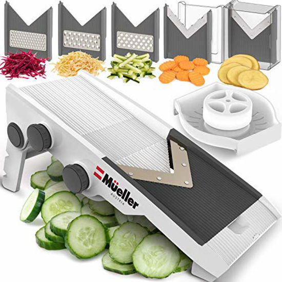 Picture of Mueller Austria Premium Quality V-Pro Multi Blade Adjustable Mandoline Cheese/Vegetable Slicer, Cutter, Shredder with Precise Maximum Adjustability