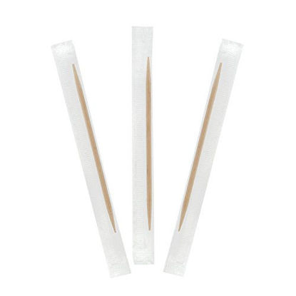 Picture of Royal FBA_RIW12S Plain Individual Cello Wrapped Toothpicks, Package of 1000, 2.5", Beige