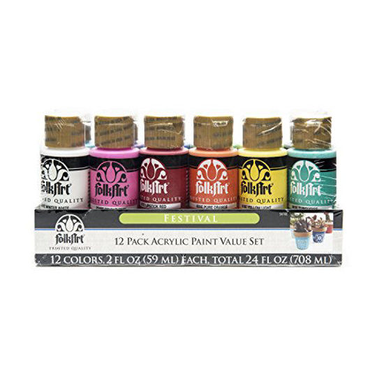 Picture of FolkArt 12 Color Paint Set (2-Ounce), Festival, 2 oz, 2 Fl Oz