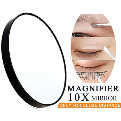 Picture of 10X Magnifying Makeup Mirror, Round Mirror 2 Suction Cups Facial Makeup Cosmetic Absorption Shaving Home Makeup Travel Essential(Diameter 3.46 inches)