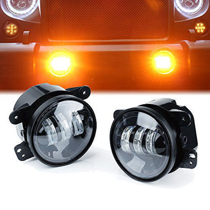 Picture of Xprite 4" Inch LED Fog Lights | 60W Amber Yellow CREE Led Chip Driving Offroad Fog Light | for 2007-2018 Jeep Wrangler JK Unlimited JK Foglights | Front Bumper Replacements Fog Lamps