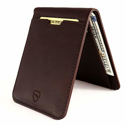 Picture of Vaultskin MANHATTAN Slim Minimalist Bifold Wallet and Credit Card Holder with RFID Blocking and Ideal for Front Pocket (Brown)
