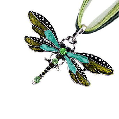 Picture of AKOAK Fashion Creative Bohemian Jewelry Ethnic Multi-layer Chain Colorful Enamel Dragonfly Pendant Necklace?Green?