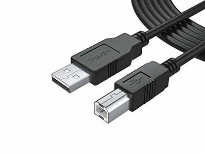 Picture of Pwr 25Ft Extra Long USB-2.0 Cable Type-A to Type-B High Speed Cord for Audio Interface, Midi Keyboard, USB Microphone, Mixer, Speaker, Monitor, Instrument, Strobe Light System Mac PC Type A to Type B