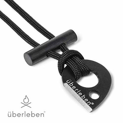 Picture of überleben Leicht Fire Starter Necklace | Ultralight Fire Steel | Micro Ferro Rod Toggle | 12,000 Strikes | Survival or Backpacking Neck Lanyard