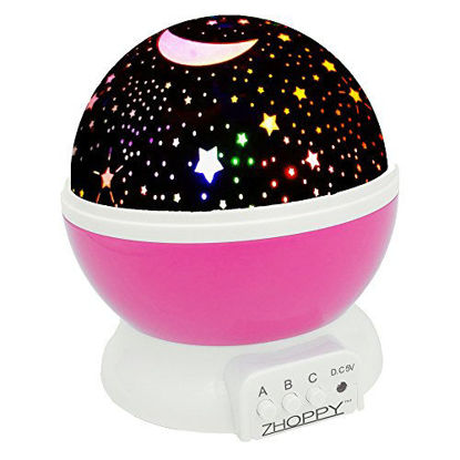 Picture of Night Lights for Girls, ZHOPPY Star and Moon Starlight Projector Bedside Lamp for Baby Room Kids Bedroom Decorations - Birthday Gifts for Girls, Pink