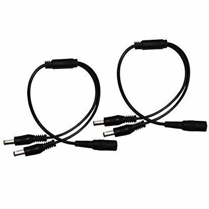 Picture of 2Pack 1 to 2 Way DC Power Splitter Cable Barrel Plug 5.5mm x 2.1mm for CCTV Cameras LED Light Strip and more