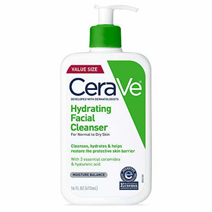Picture of CeraVe Hydrating Facial Cleanser | Moisturizing Non-Foaming Face Wash with Hyaluronic Acid, Ceramides & Glycerin | 16 Fluid Ounce