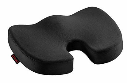 Picture of Ziraki Coccyx Seat Cushion Orthopedic, Luxury Chair Pillow, 100% Memory Foam, For Back Pain Relief & Sciatica & Tailbone Pain Back Support - Ideal Gift For Home Office Chair & Car Driver Seat Pillow