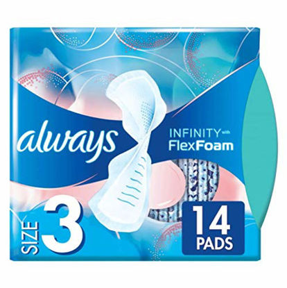Picture of Always Infinity Size 3 Feminine Pads with Wings, Extra Heavy Flow Absorbency, Unscented, 14 Count