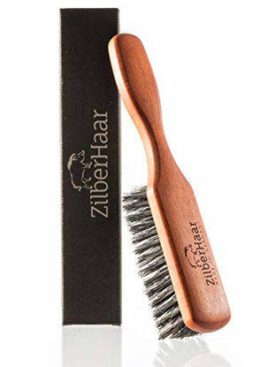 Picture of ZilberHaar Regular Beard Brush - Soft Boar Bristles - Beard grooming brush for men - Straightens and Promotes beard growth - Works with Beard Oils and Balms - Essential for beard care kits