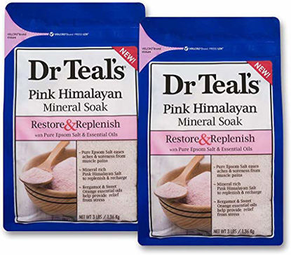 Picture of Dr Teal's Restore & Replenish Pure Epsom Salt & Essential Oils Pink Himalayan Mineral Soak 48 Oz Dr. Teal's (Pack of 2)