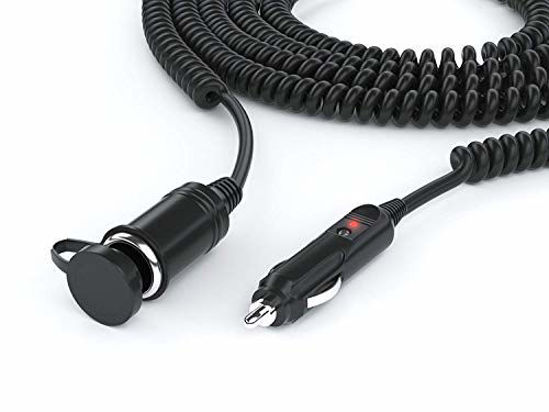 Picture of 12V Car Charger Extension Cord Cable with Cigarette Lighter Socket Power Plug 18AWG - [UL Listed] Extra Long (20 Ft Uncoiled / 4.5 Ft Coiled)