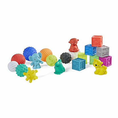 Picture of Infantino Sensory Balls Blocks & Buddies - 20 piece basics set for sensory exploration, fine and gross motor skill development and early introduction to colors, counting, sorting and numbers