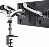 Picture of Huanuo Dual Monitor Stand - Height Adjustable Monitor Mount Fit Two 13 to 27 Inch Flat, Curved Computer Screen, Double Gas Spring Arm Desk VESA Bracket with Clamp, Grommet Mounting Base