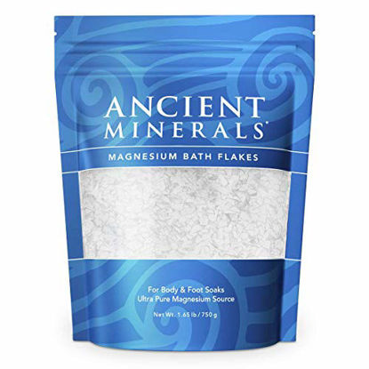 Picture of Ancient Minerals Magnesium Bath Flakes of Pure Genuine Zechstein Chloride - Resealable Magnesium Supplement Bag That Will Outperform Leading Epsom Salts (26.4 Ounce)