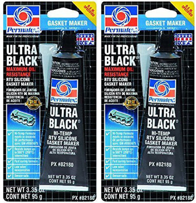 Picture of Permatex 82180 Ultra Black Maximum Oil Resistance RTV Silicone Gasket Maker, 3.35 oz. Tube, 2 Pack